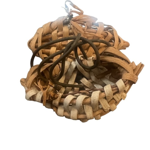 Set of 2 Early Antique Primitive Miniature Split Oak Buttocks Basket 2" - Picture 3 of 13